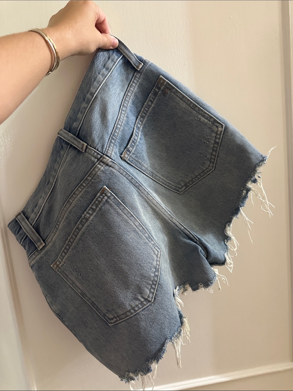 Madewell Light Blue Distressed Denim Cutoff Shorts